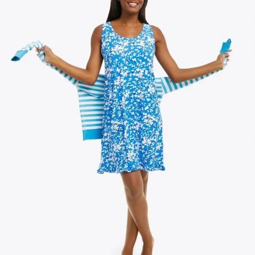 Draper James Dress Bluebell Shadow Shift Floral Lounge Sleep Nightgown Size M
